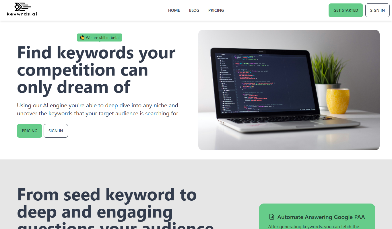 Keywrds.ai app screenshot