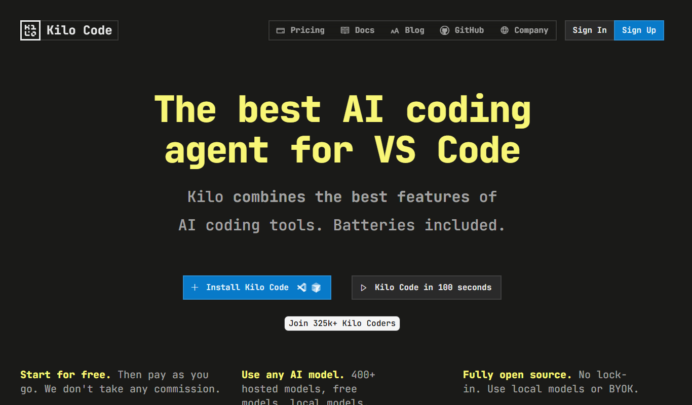 Screenshot of Kilo Code AI coding assistant interface