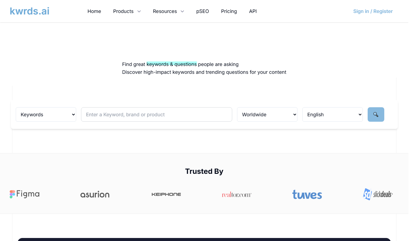 kwrds.ai app screenshot