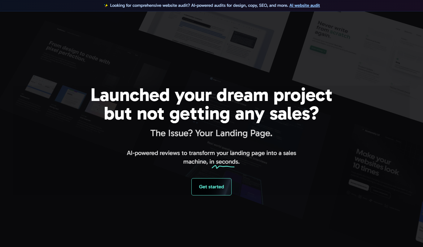 Screenshot of the Landing.report interface