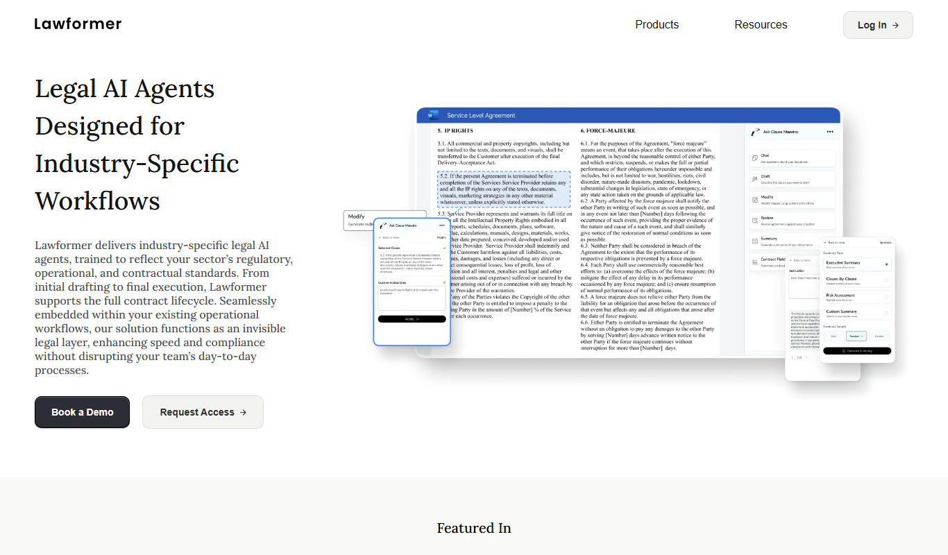 Screenshot of the Lawformer AI interface