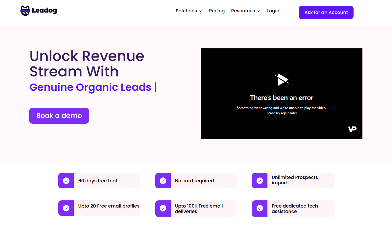 Screenshot of the Leadog.io interface