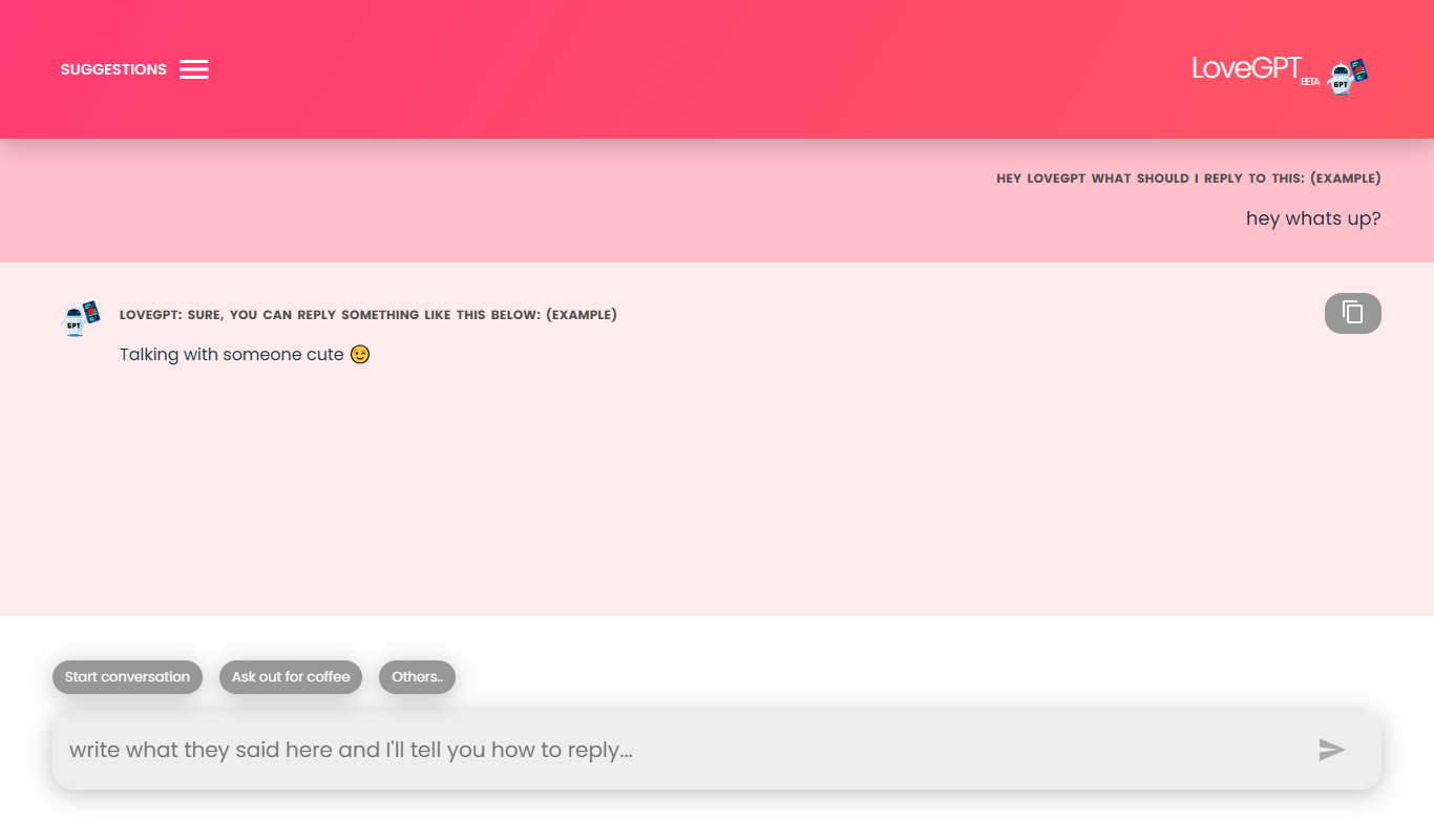 LoveGPT app screenshot