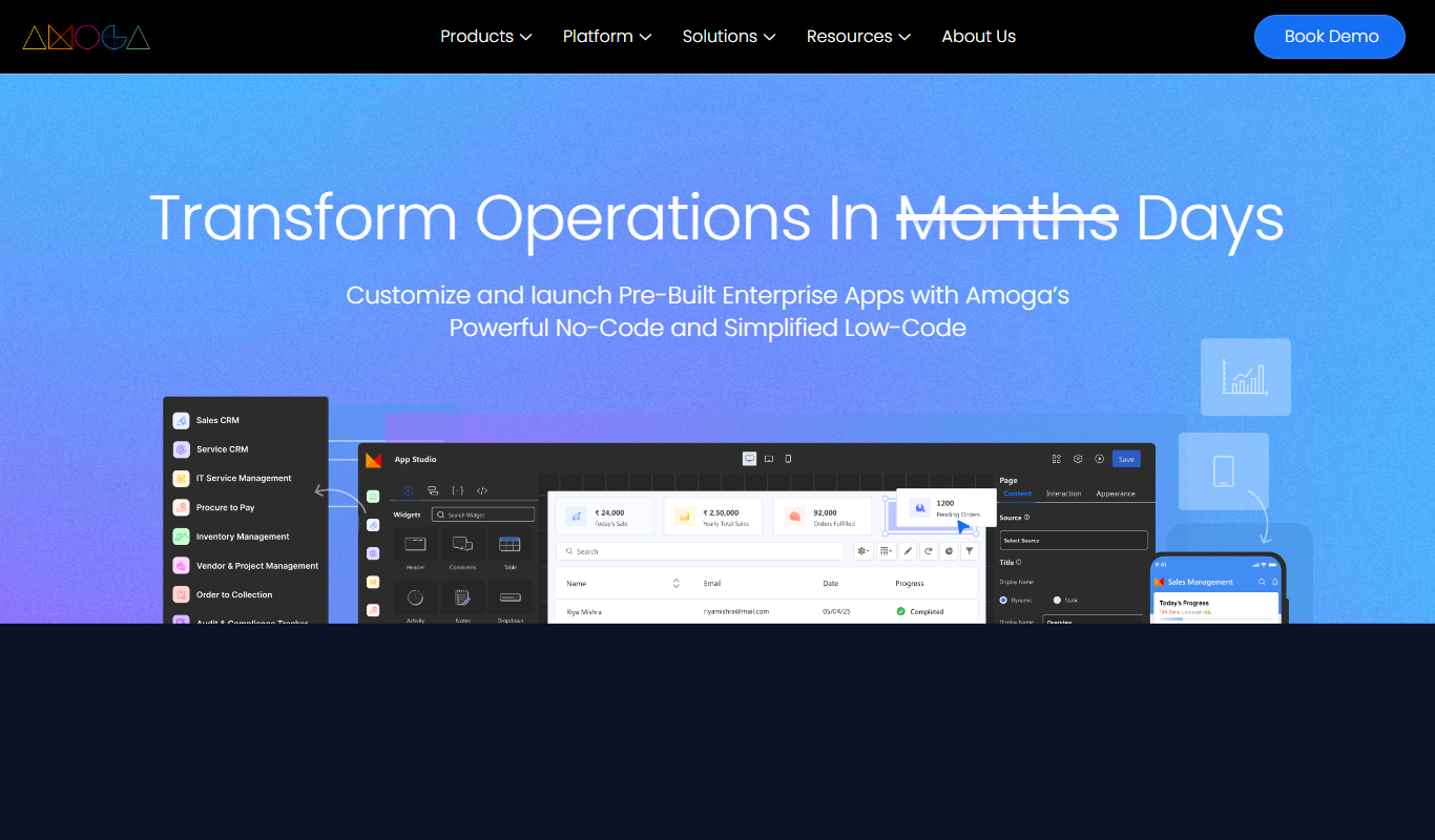 Screenshot of Low-Code Development and AI platform interface