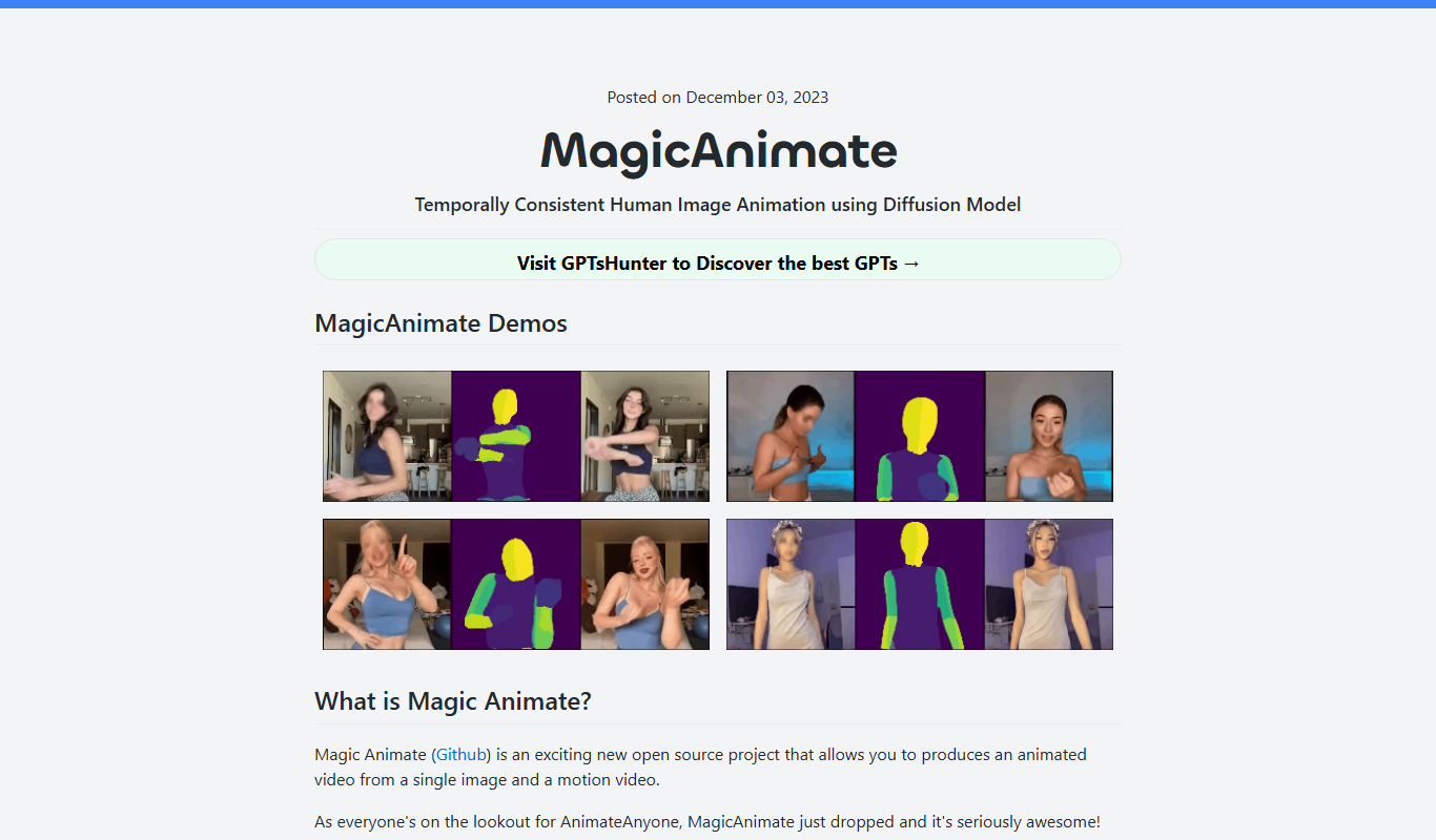 MagicAnimate Playground app screenshot