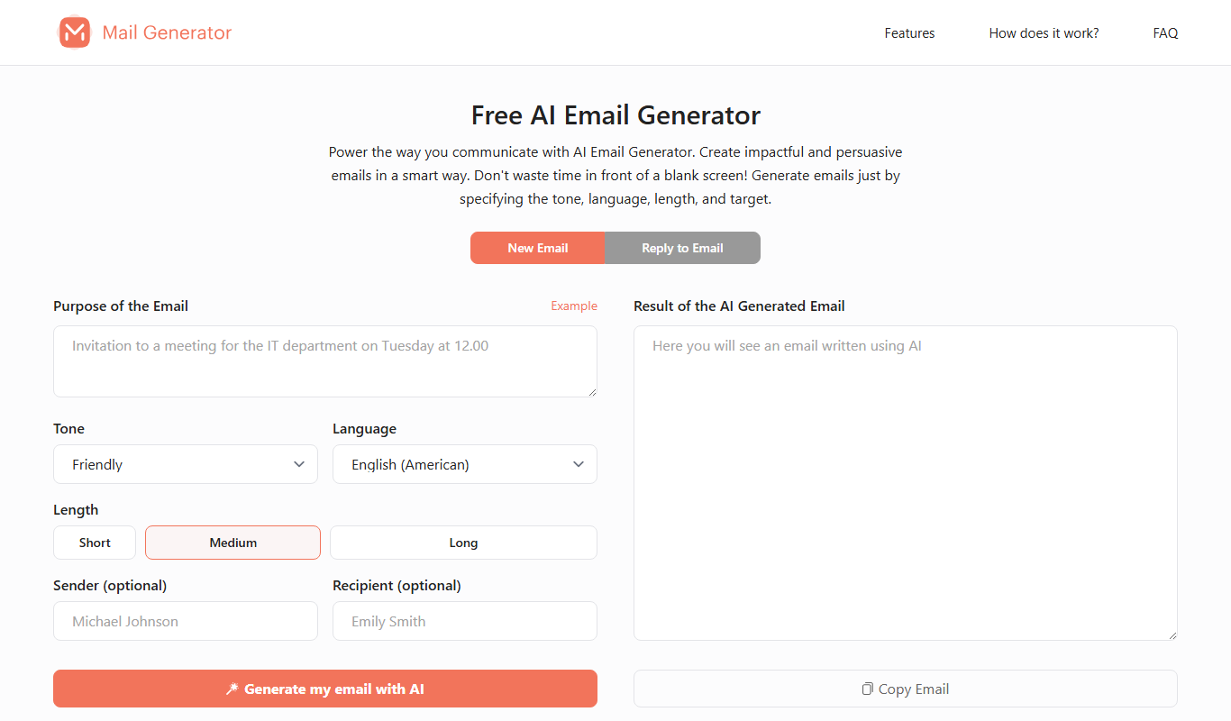 MailGenerator app screenshot