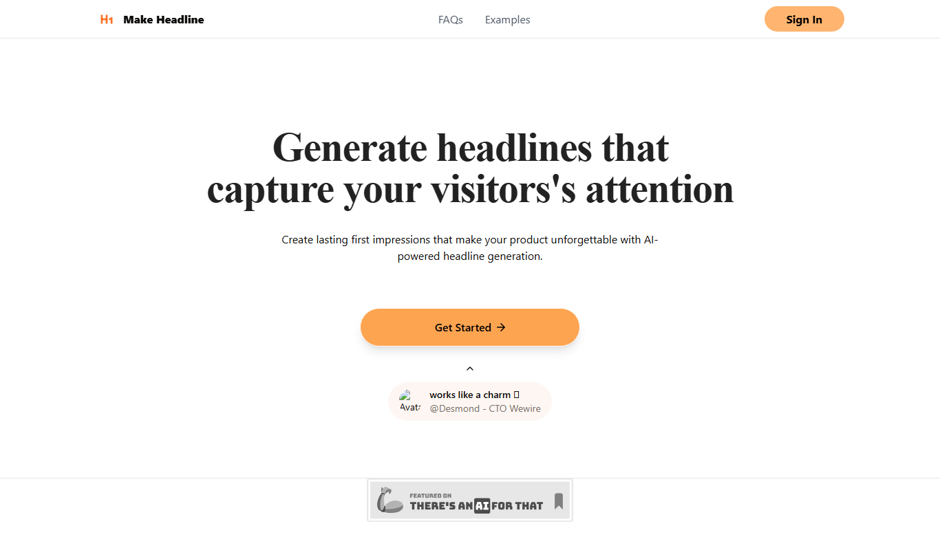 Screenshot of the Make Headline interface