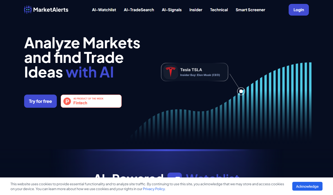 Screenshot of the MarketAlerts.ai interface