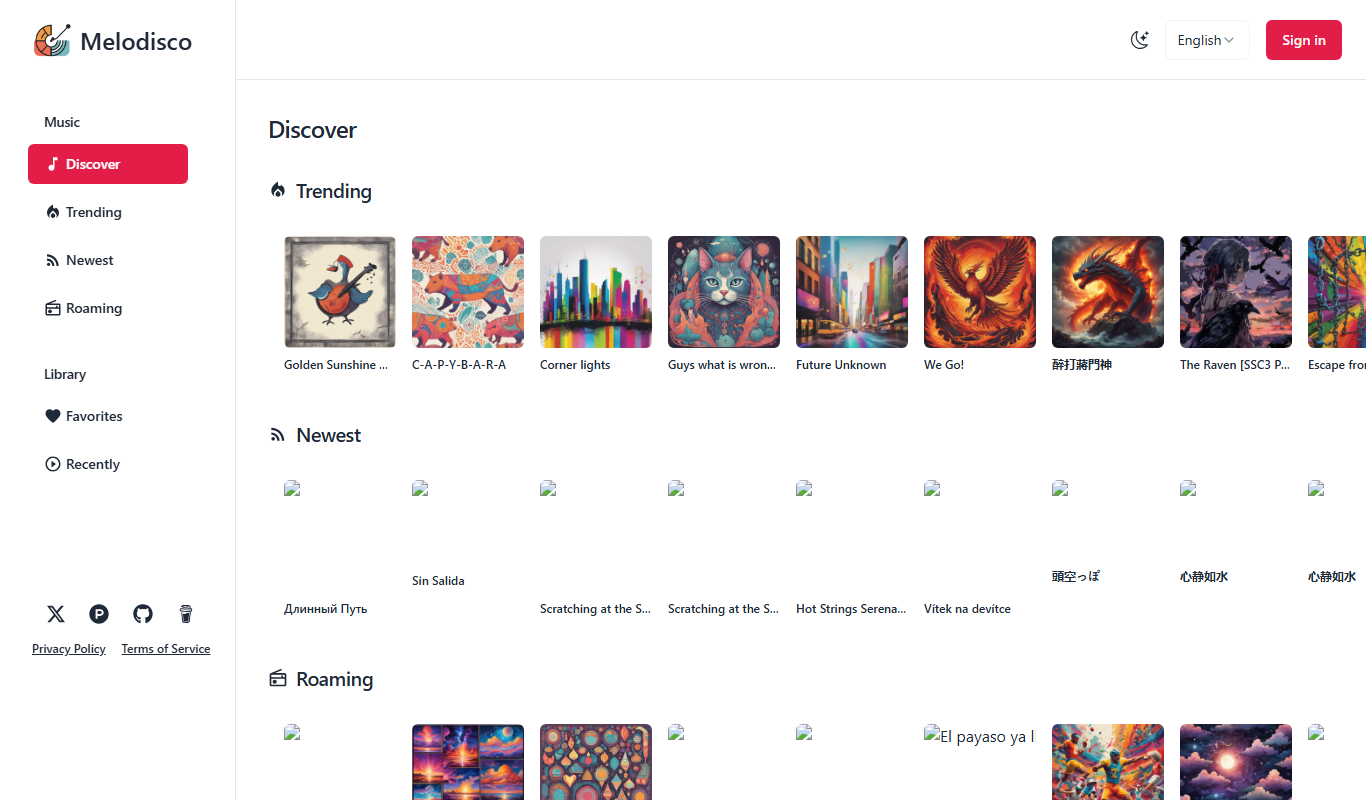 Melodisco AI Music Player app screenshot