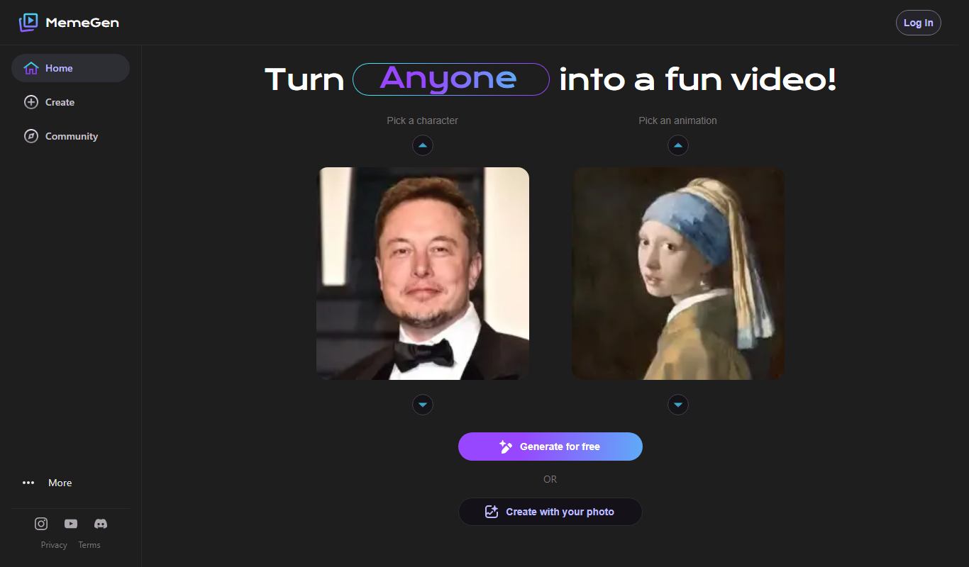 MemeGen AI app screenshot