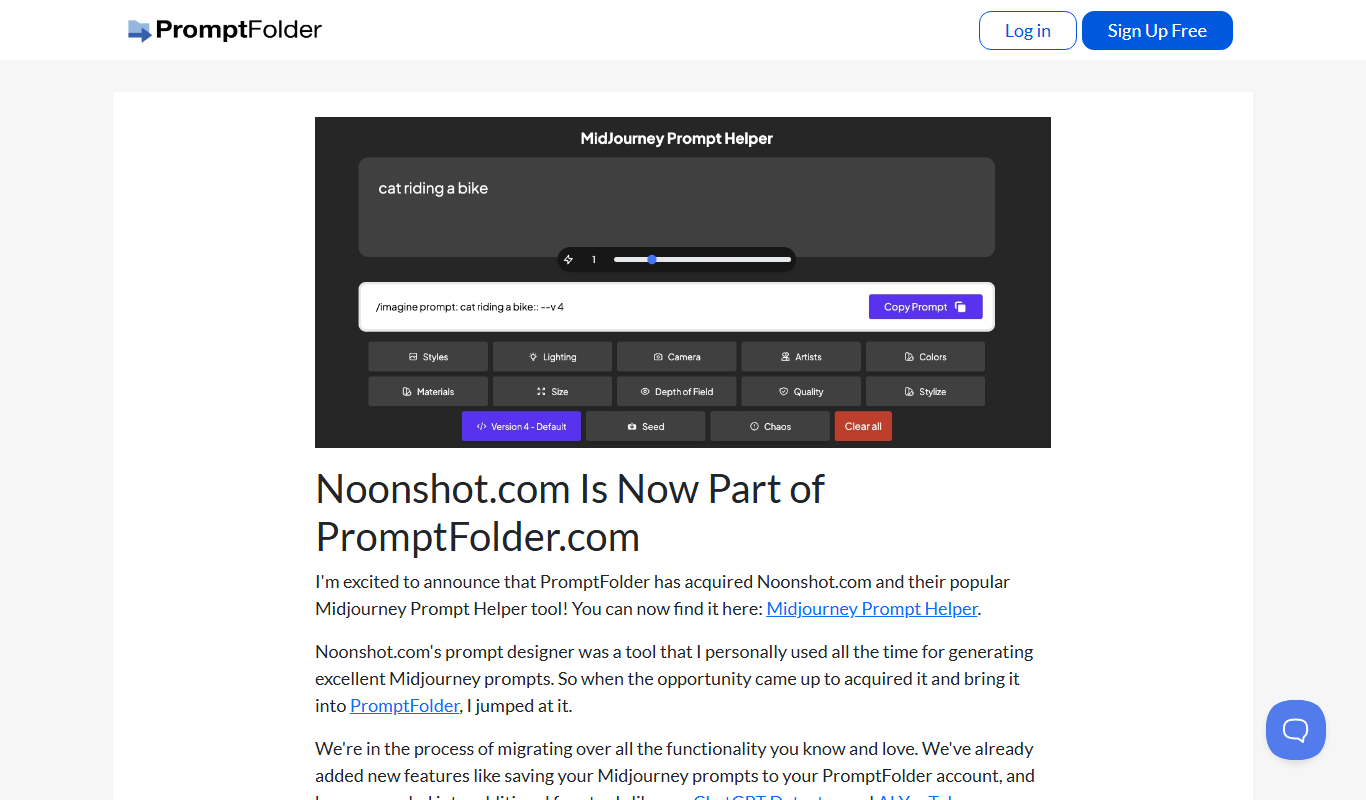 MidJourney Prompt Helper app screenshot