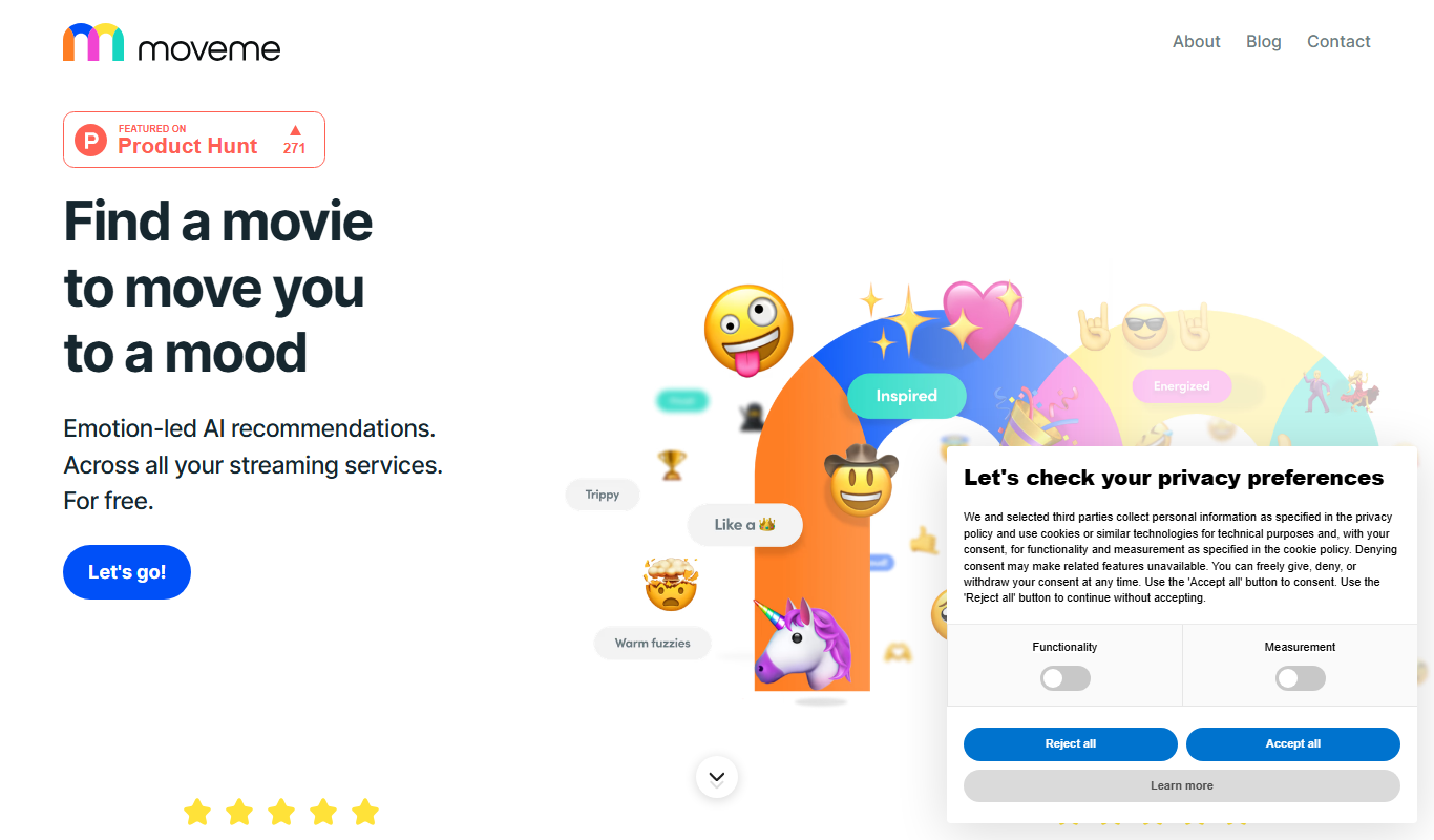 Screenshot of moveme.tv interactive video platform interface