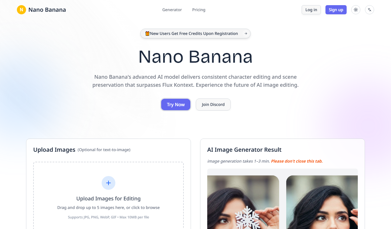 Nanobanana.co app screenshot