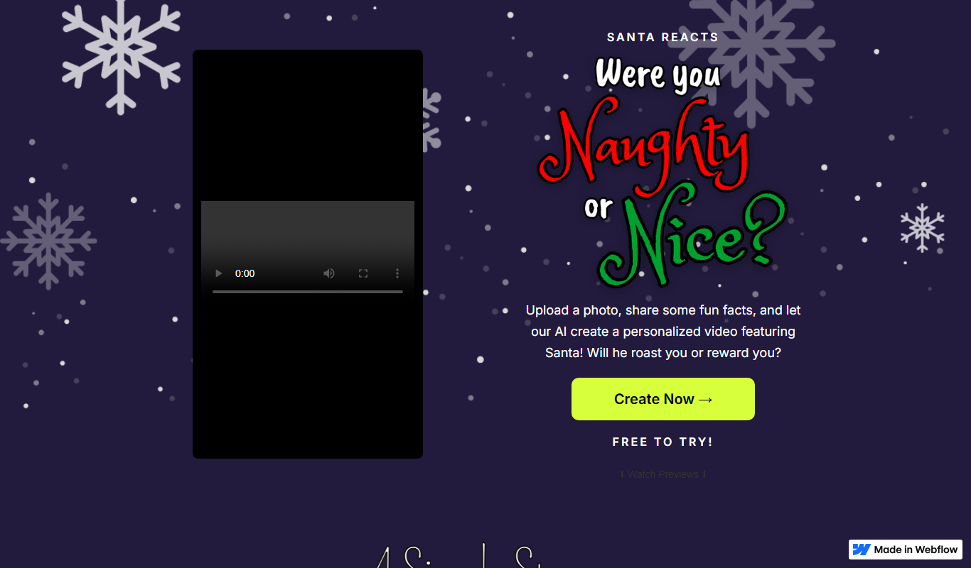 Naughty or Nice Video app screenshot