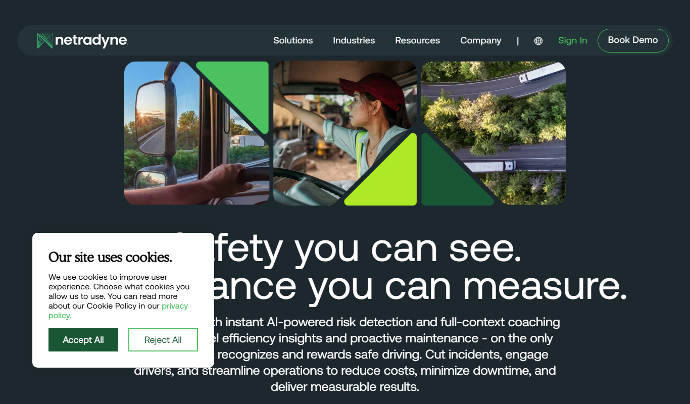 Screenshot of the netradyne.com interface