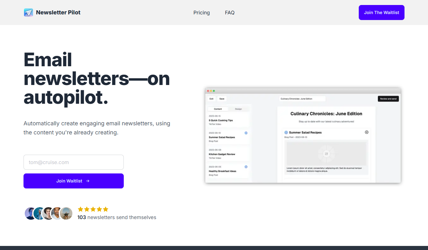 Newsletter Pilot app screenshot
