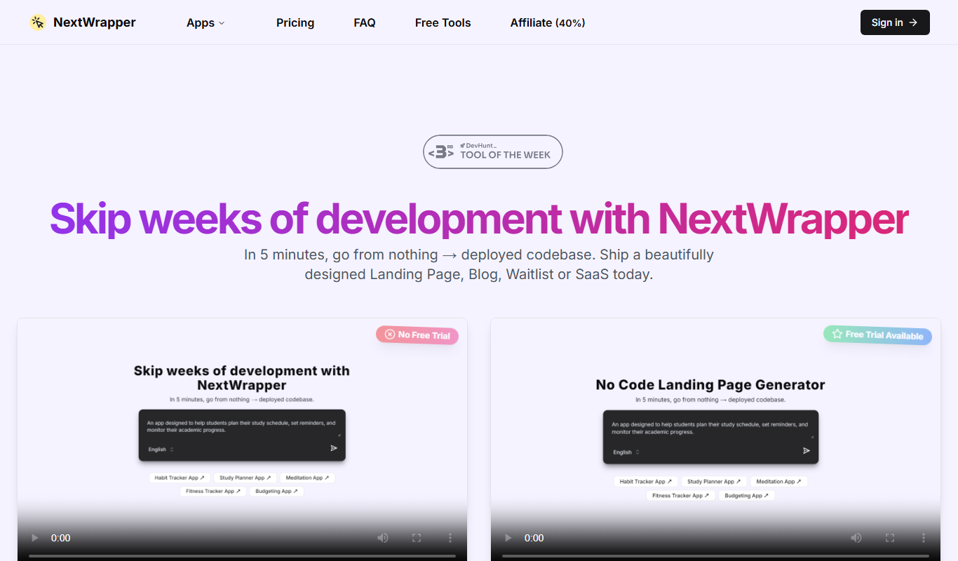 NextWrapper app screenshot