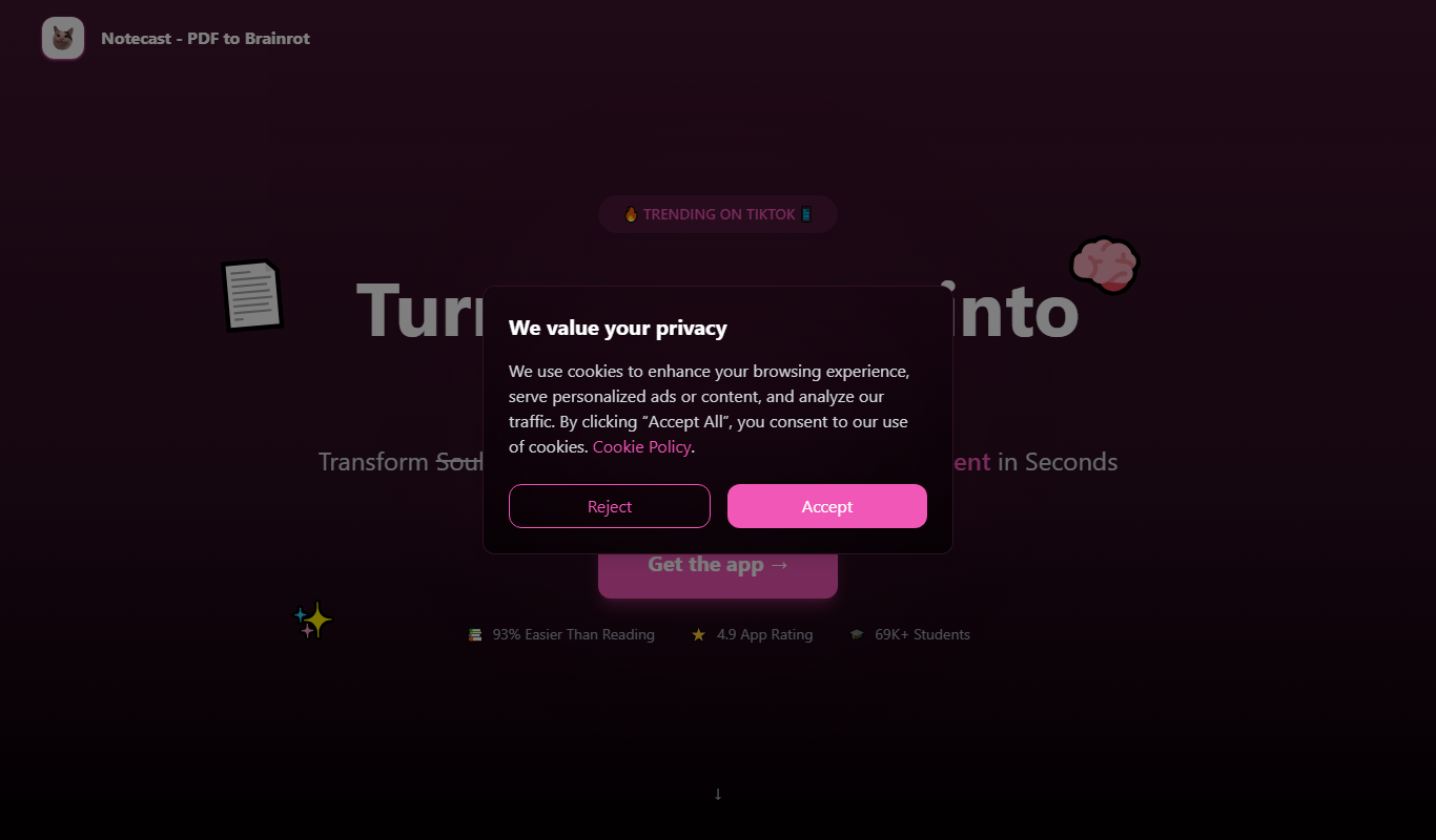 Notescast – PDF to Brainrot app screenshot