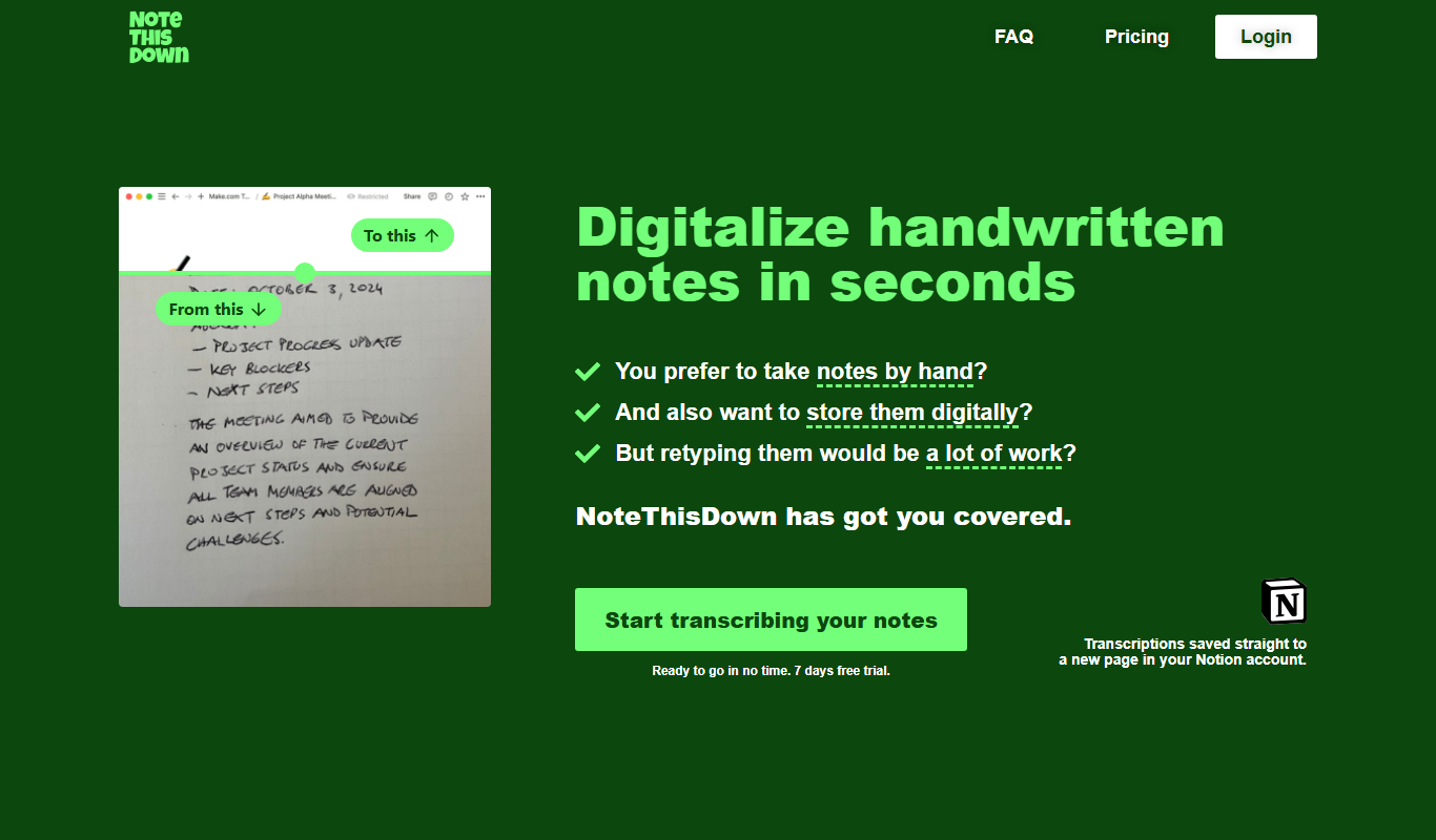 Screenshot of NoteThisDown markdown note-taking interface