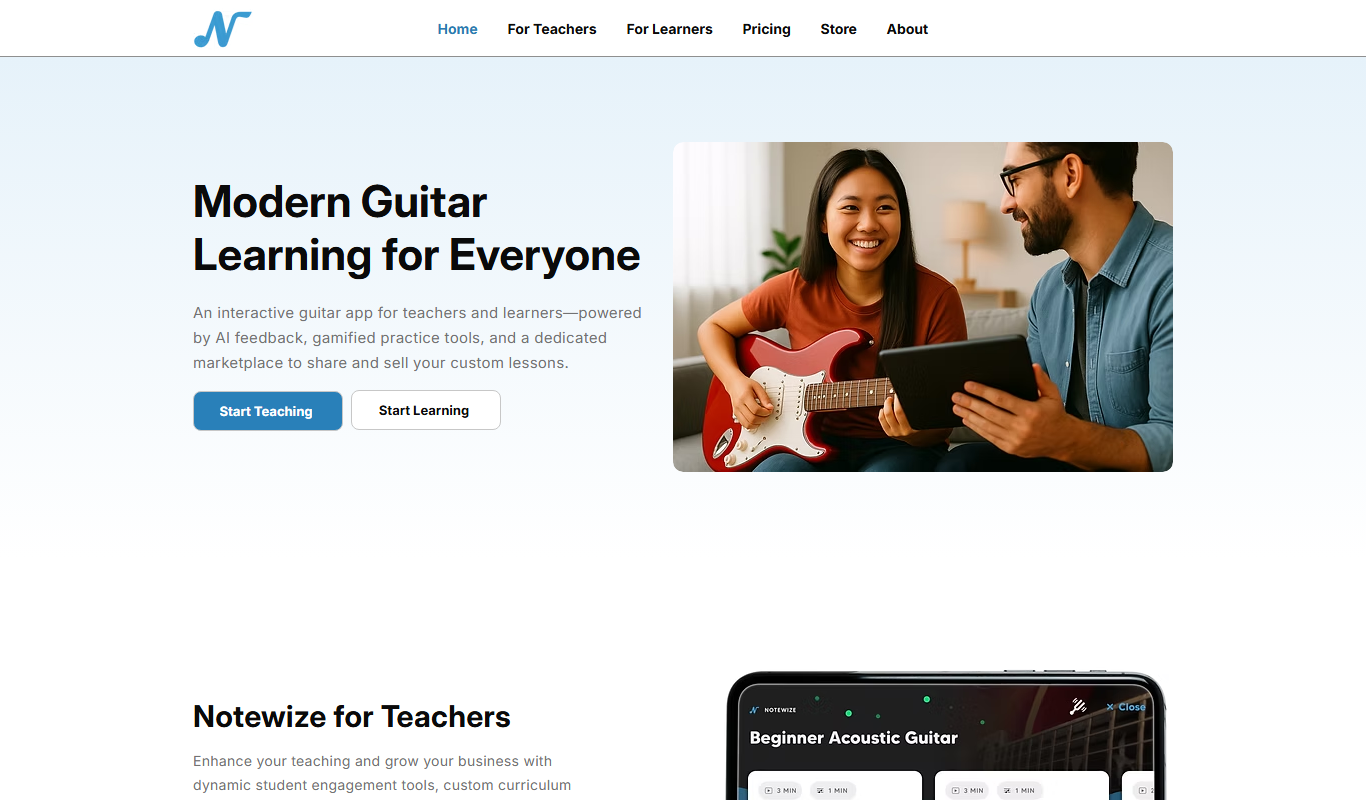 Notewize: Guitar Lessons app screenshot
