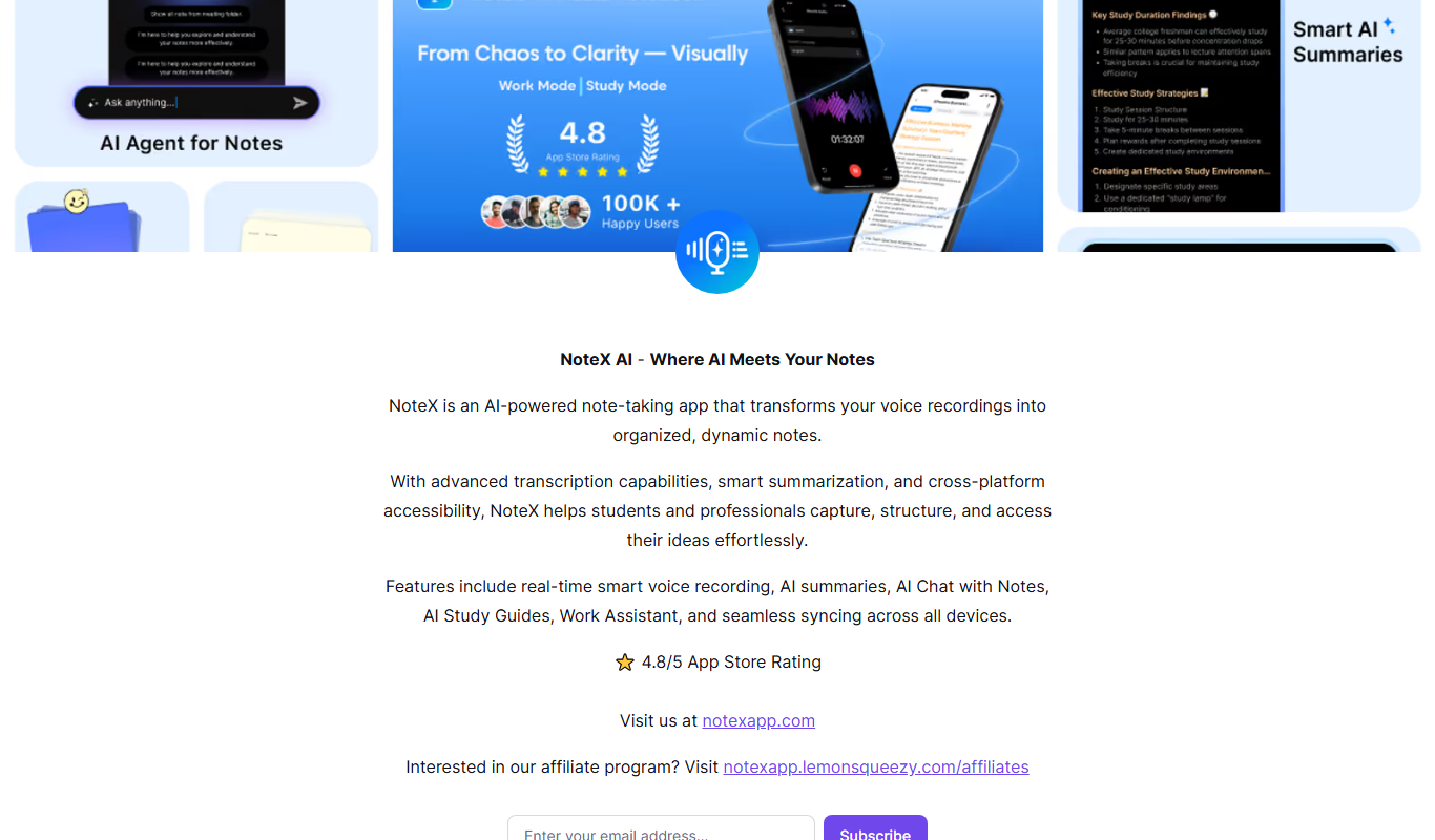 NoteX AI Notetaker, AI Notebook app screenshot