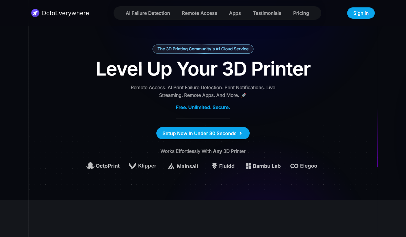Screenshot of OctoEverywhere remote access interface for OctoPrint