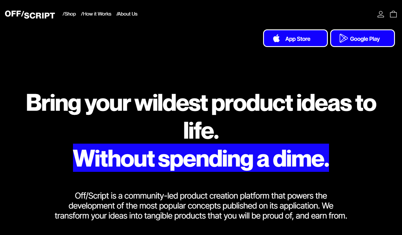 Screenshot of Off/Script Montreal creative studio website interface