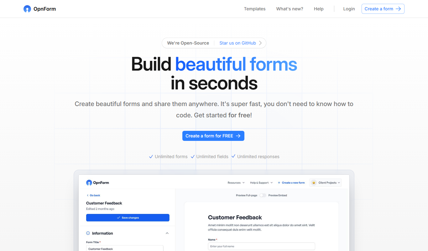 OpnForm app screenshot