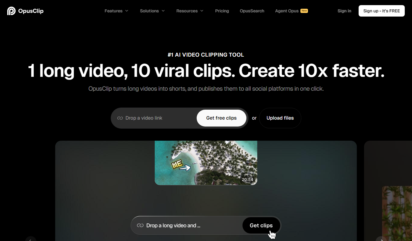 Opus Clip AI app screenshot