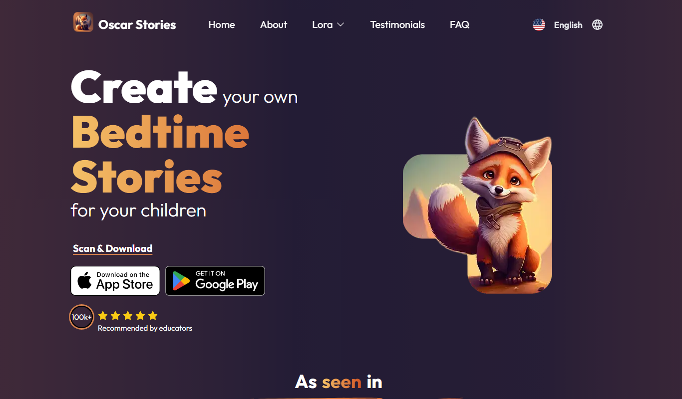 Oscar – bedtime story generator app screenshot