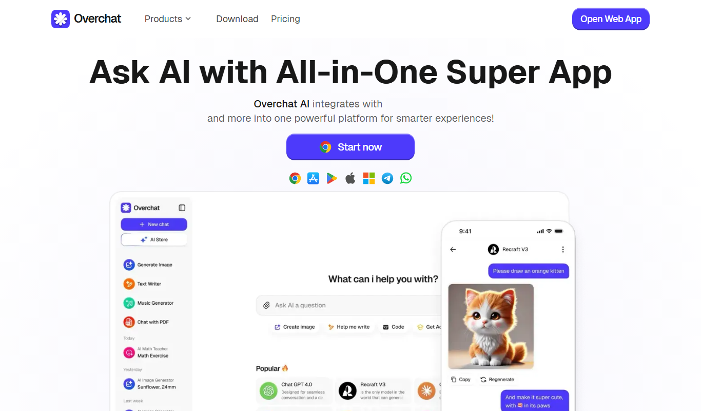 Overchat AI app screenshot