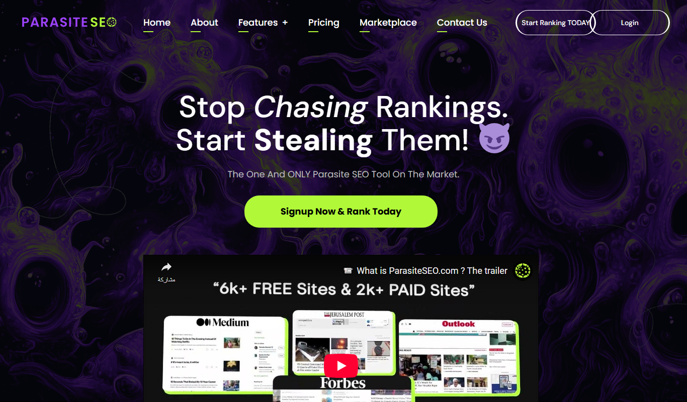 Parasite SEO app screenshot