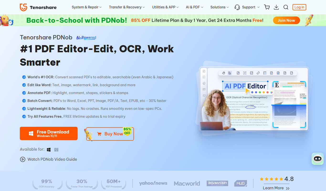 Screenshot of the PDNob PDF Editor interface