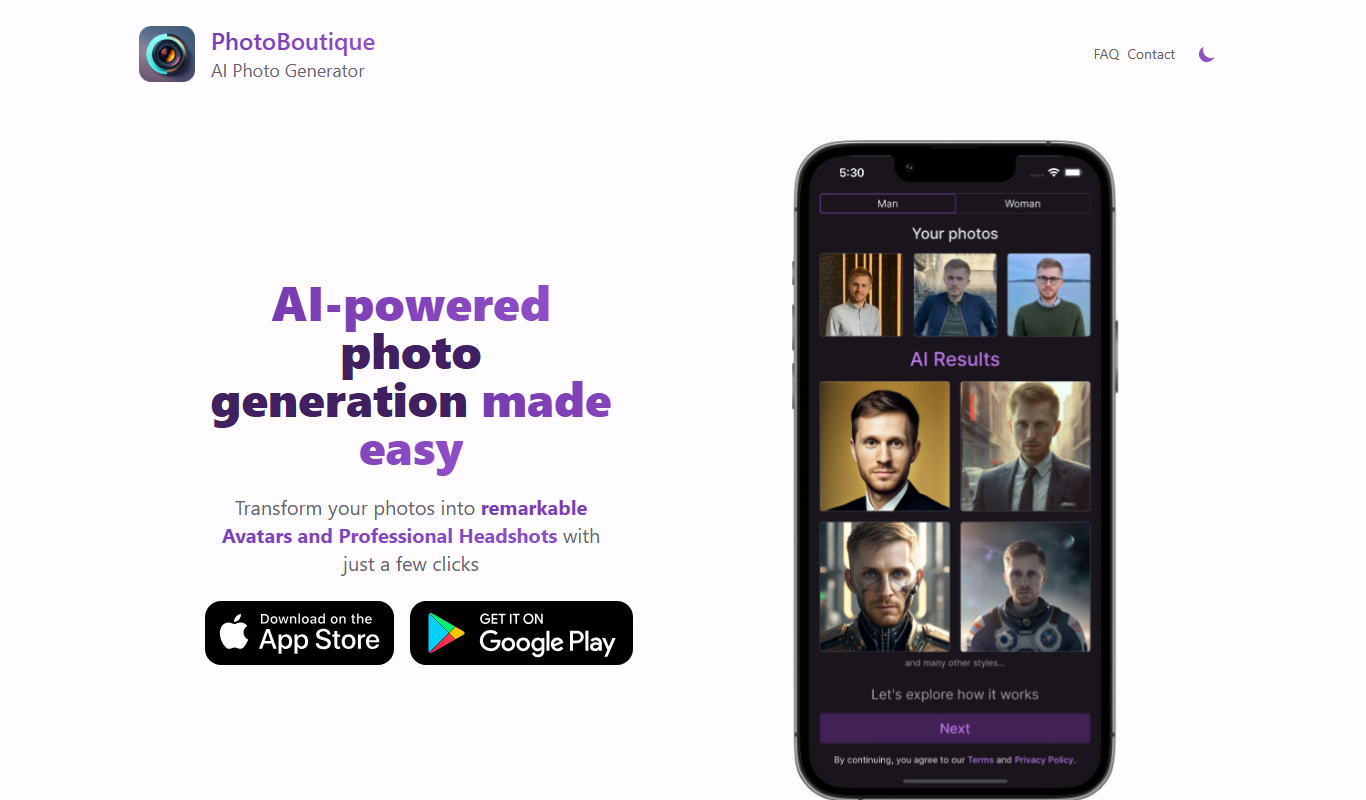 PhotoBoutique – AI Avatar maker app screenshot