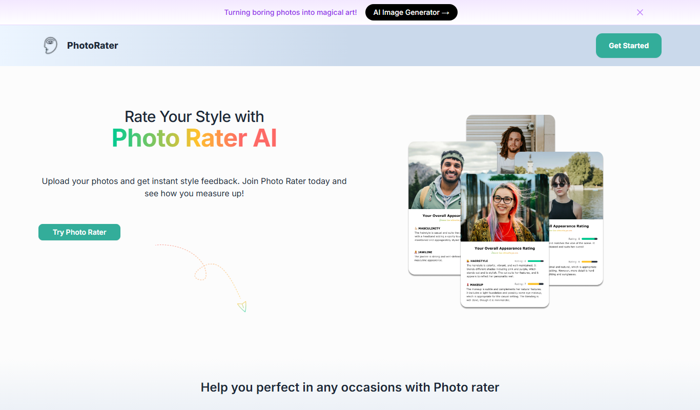 Screenshot of the PhotoRater interface