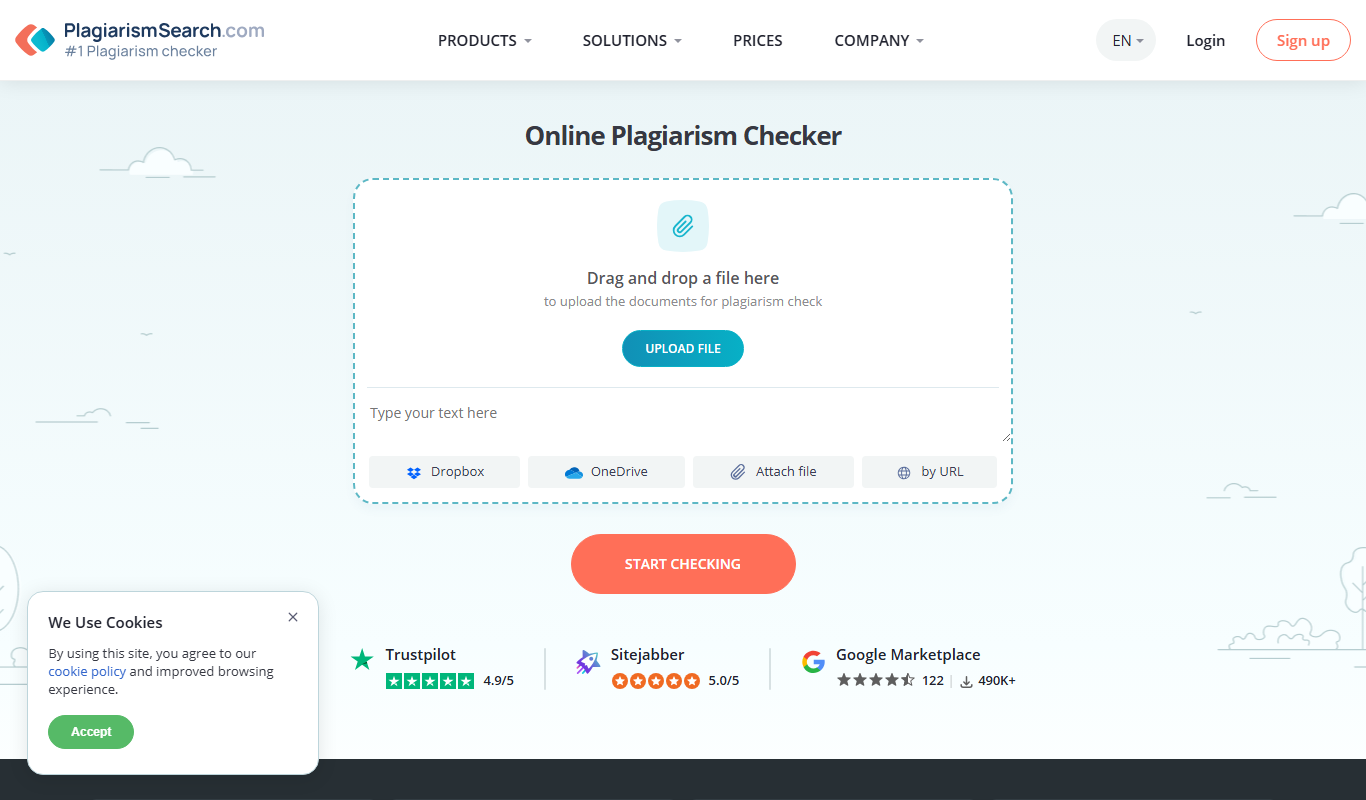 Plagiarismsearch.com app screenshot