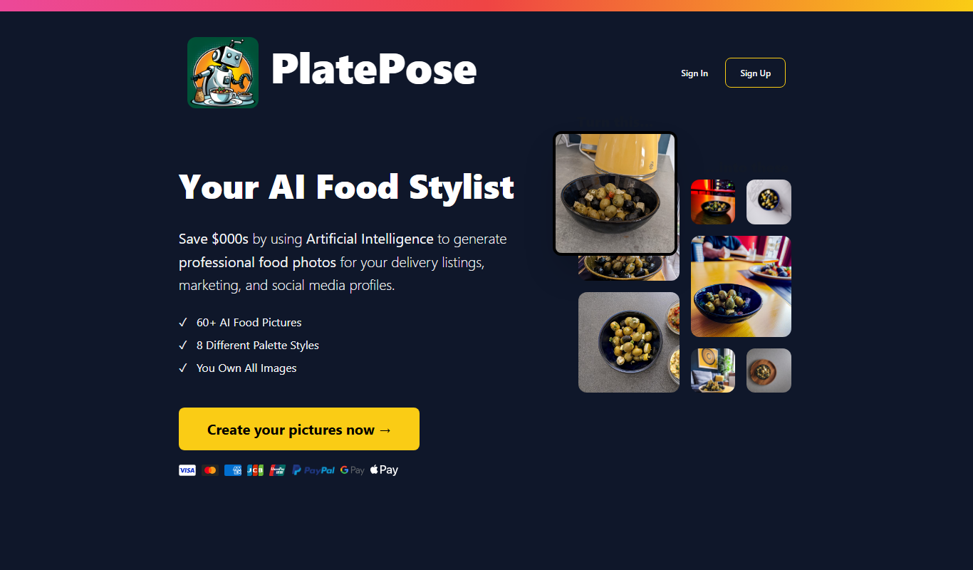 Screenshot of the PlatePose interface