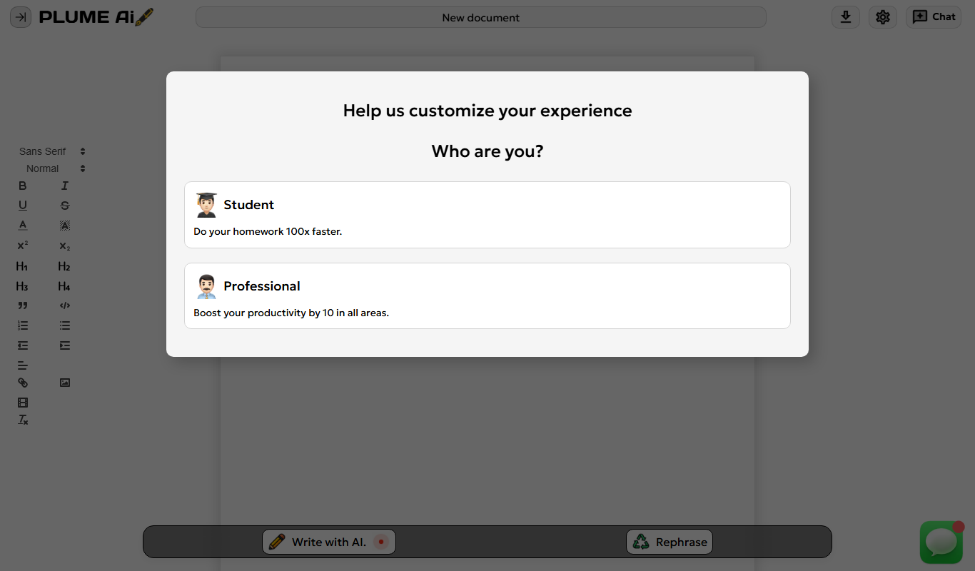 Plume AI app screenshot