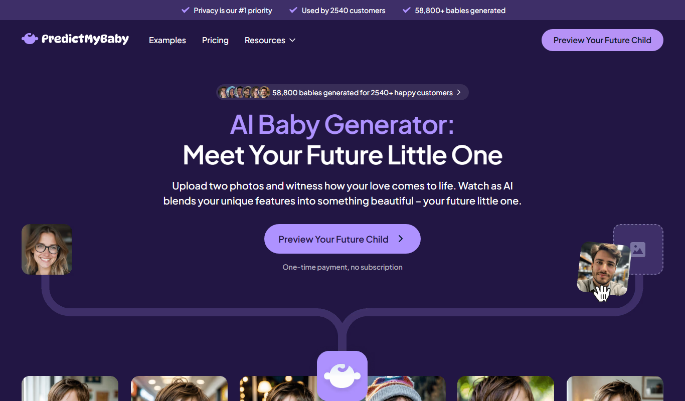 Screenshot of the PredictMyBaby interface