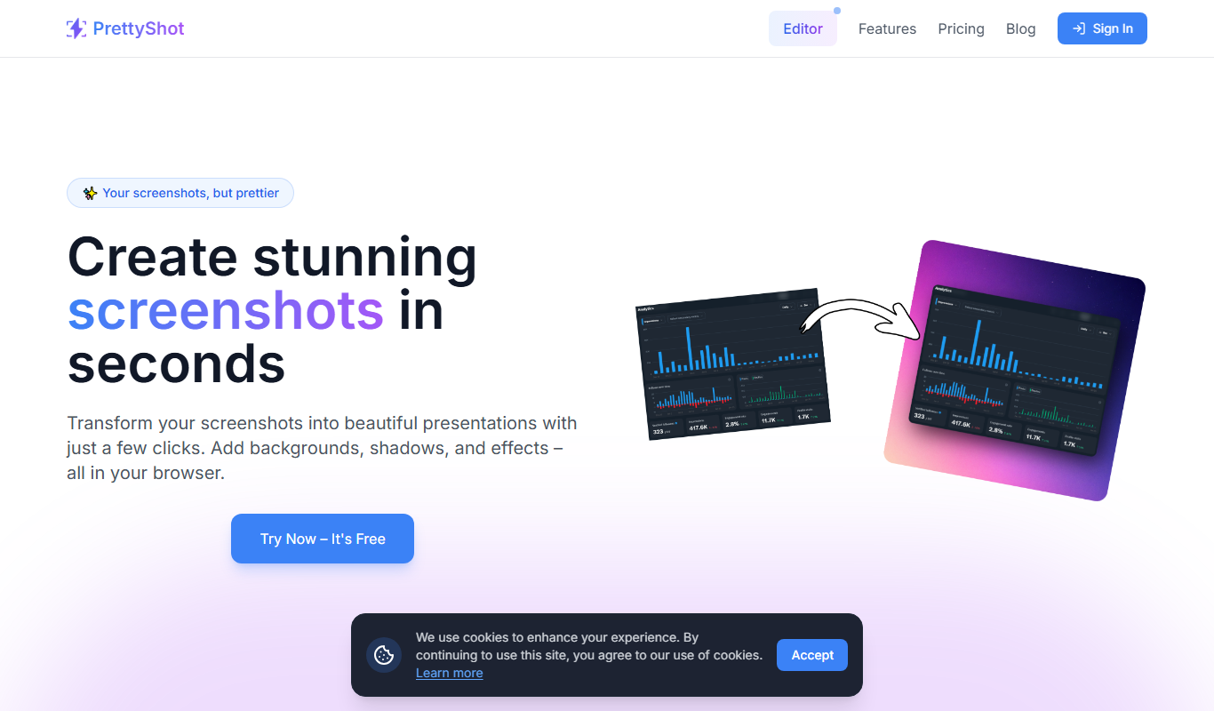 PrettyShot app screenshot