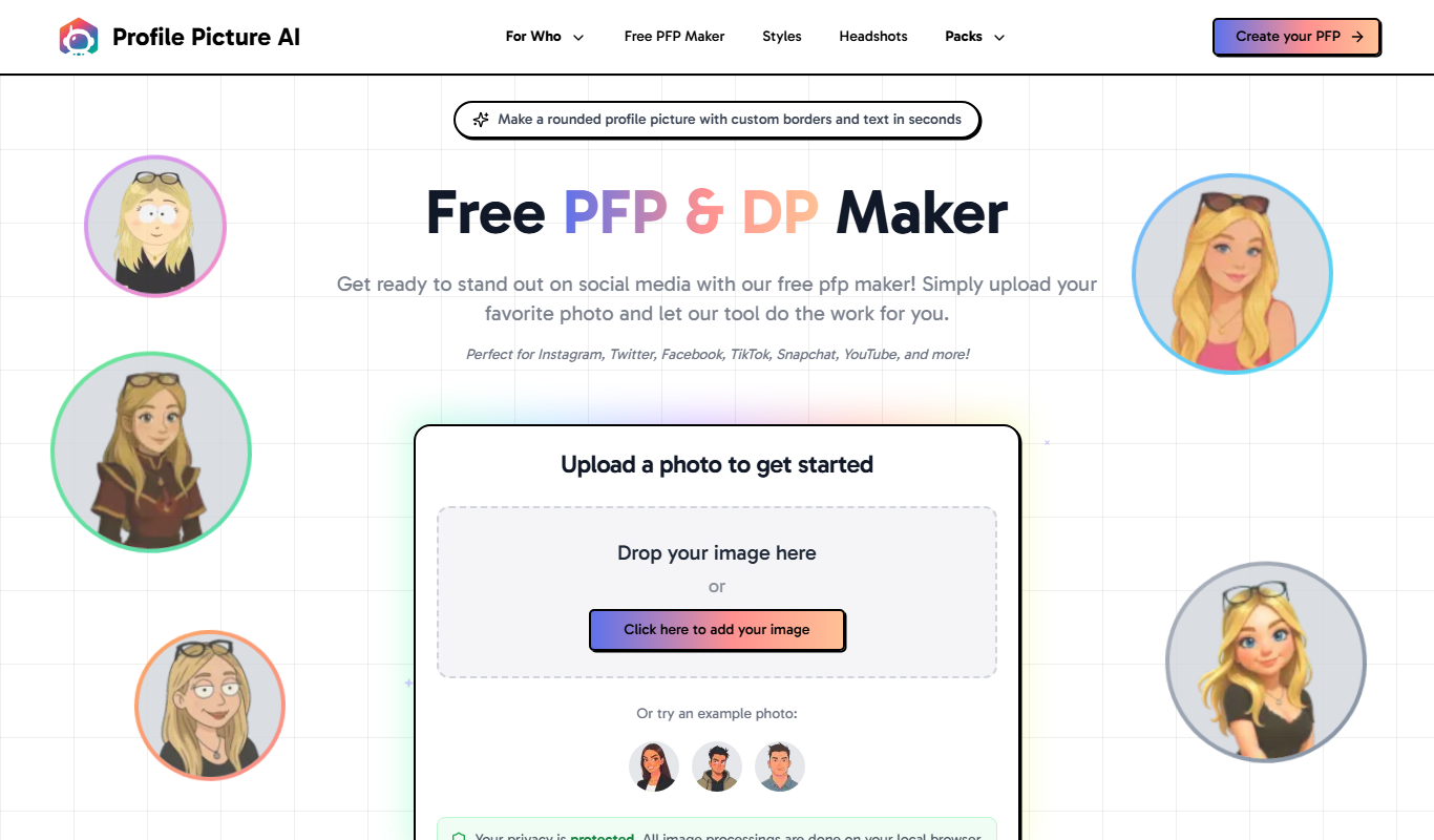 profilepicturemaker.com app screenshot