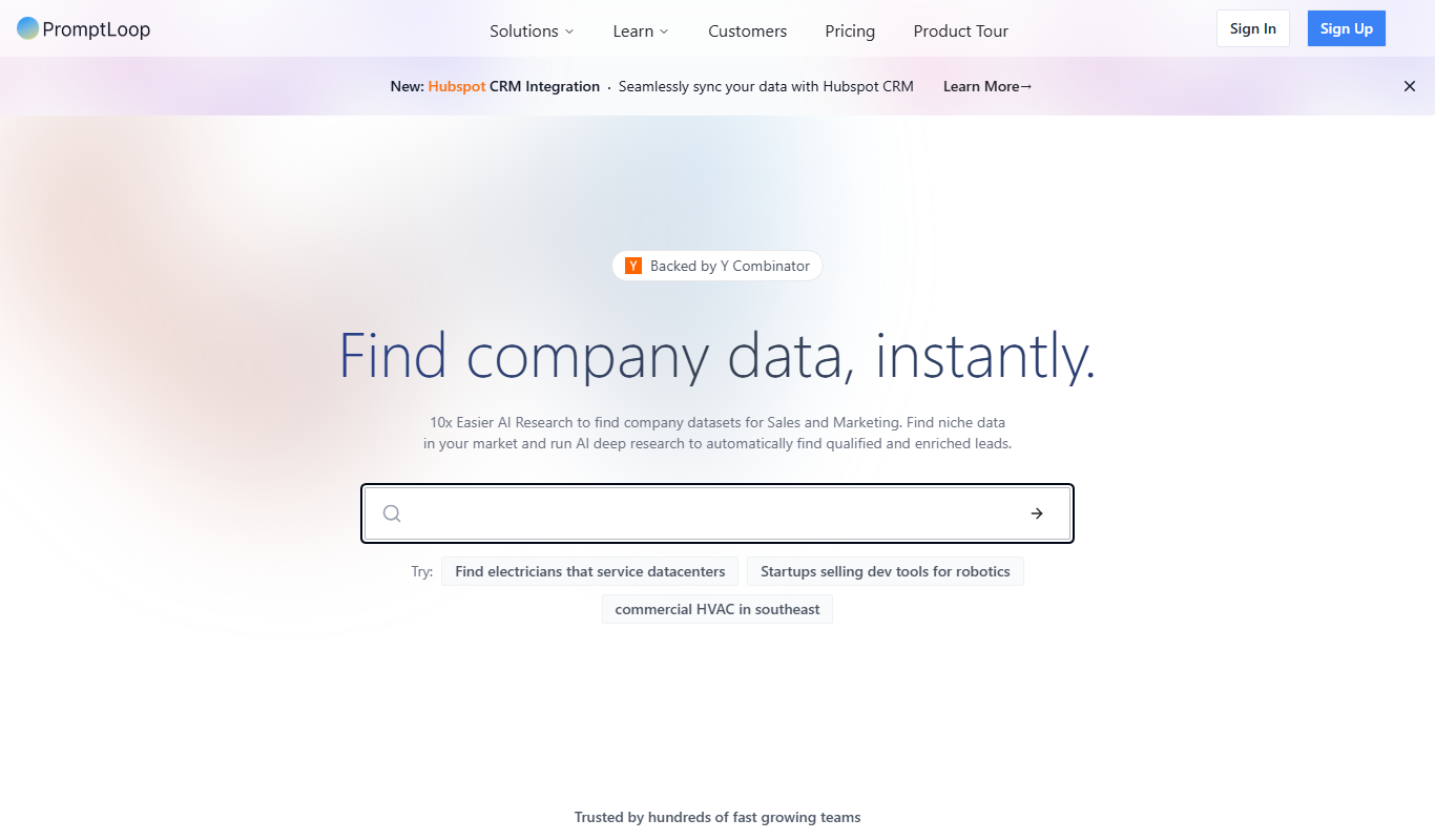 Screenshot of PromptLoop interface showing AI integration in spreadsheets