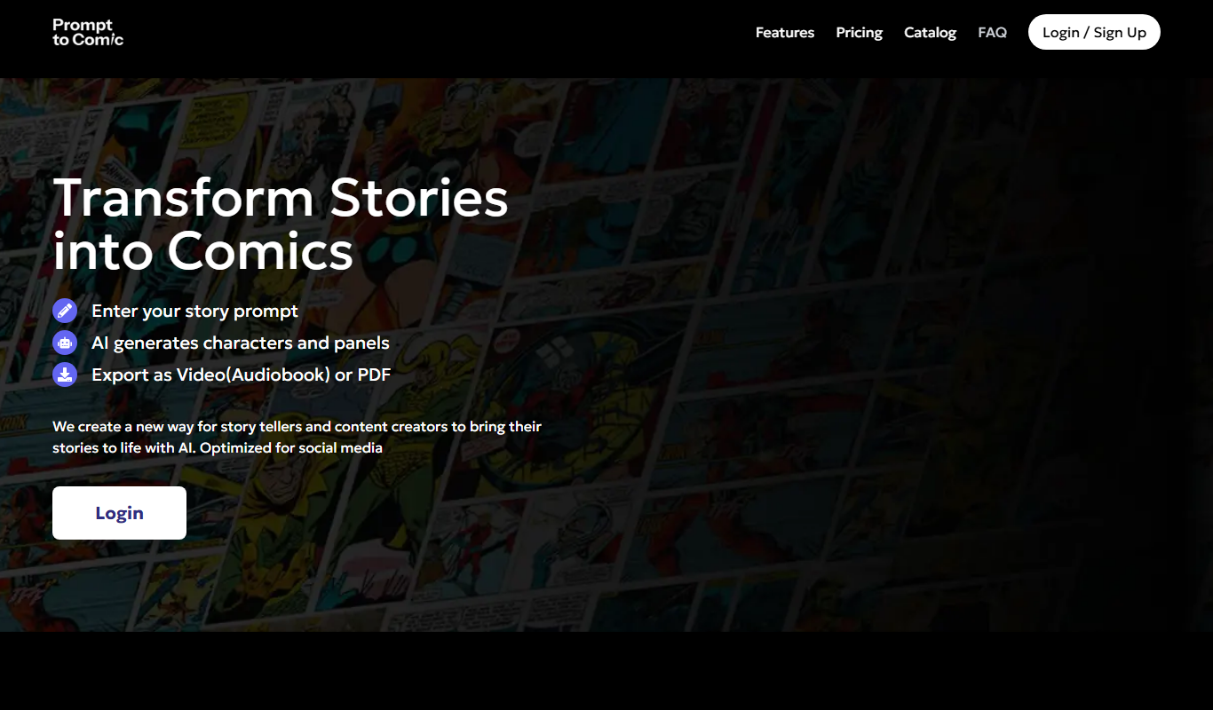 PromptToComicAI app screenshot