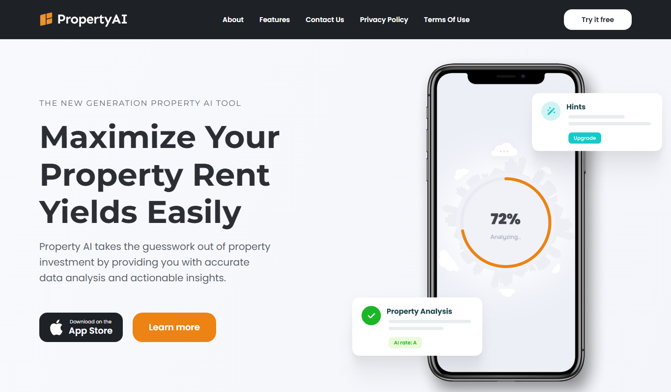 Screenshot of the Property AI – Maximize Rental Yield interface