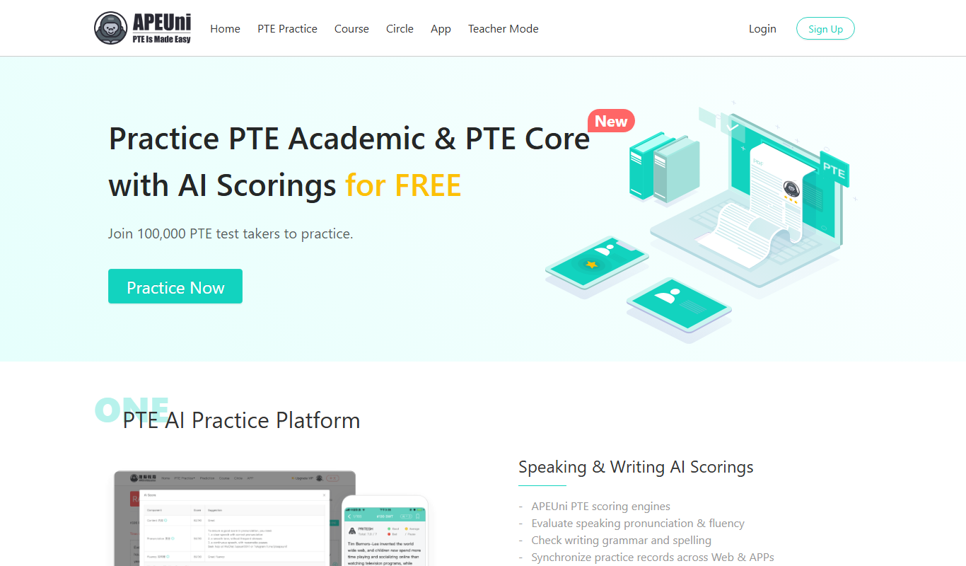 PTE APEUni app screenshot
