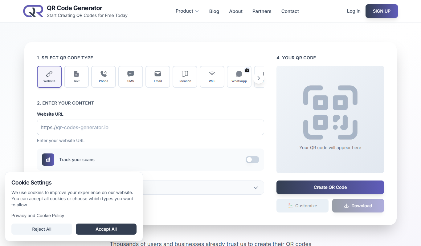 Screenshot of QR Code Generator Premium interface