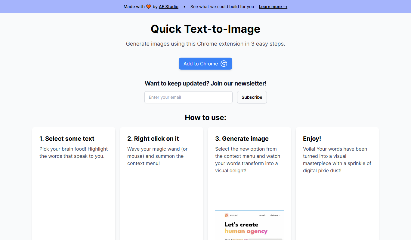 Quick Text-To-Image app screenshot