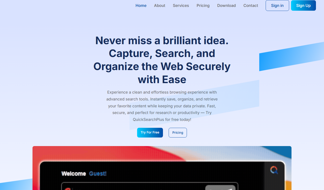 Screenshot of the QuickSearchPlus interface