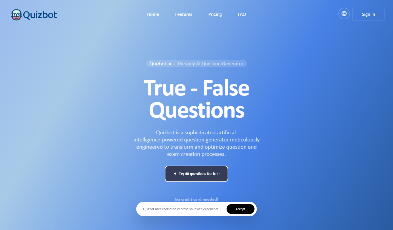 Screenshot of the Quizbot.ai interface