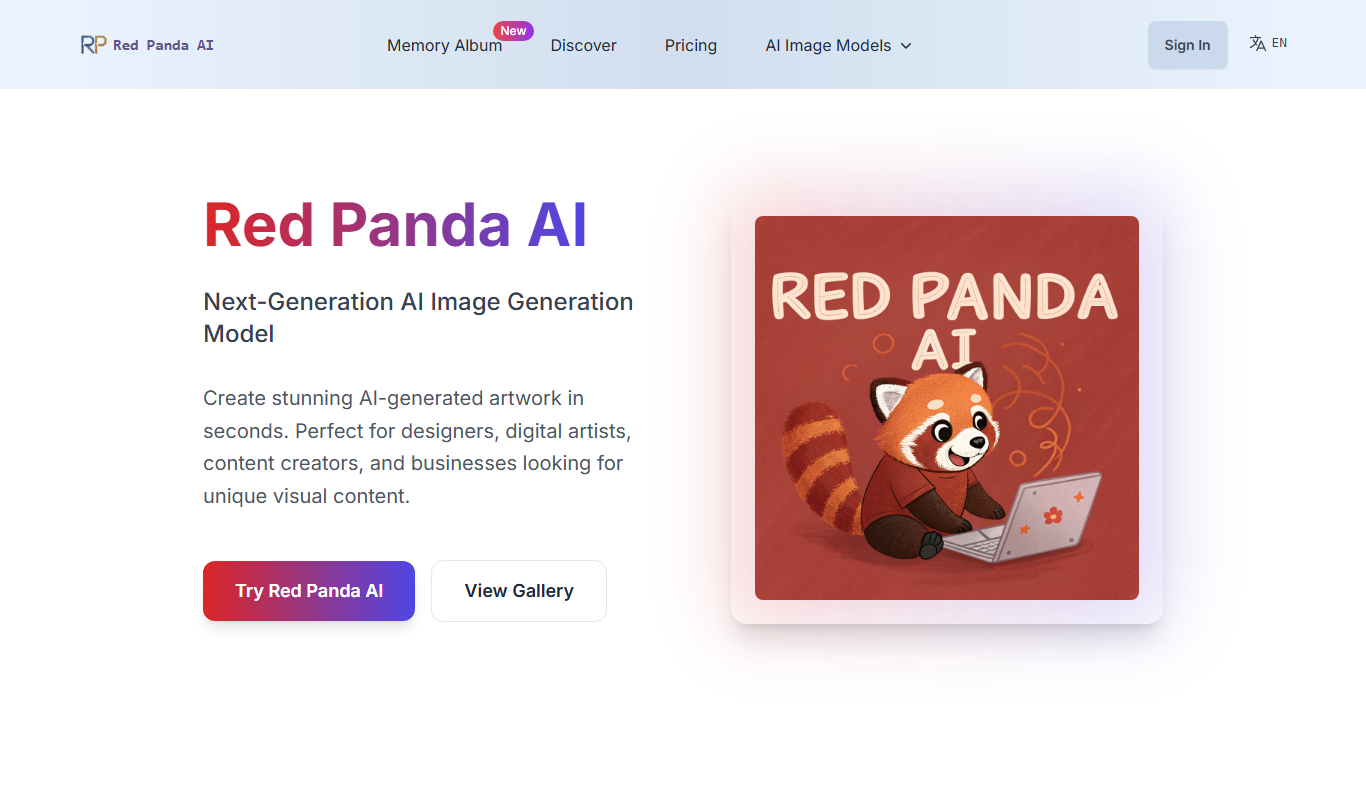 Red Panda Image Generator app screenshot